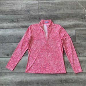 J. McLAUGHLIN Pink Animal Print 1/4 Zip  - M